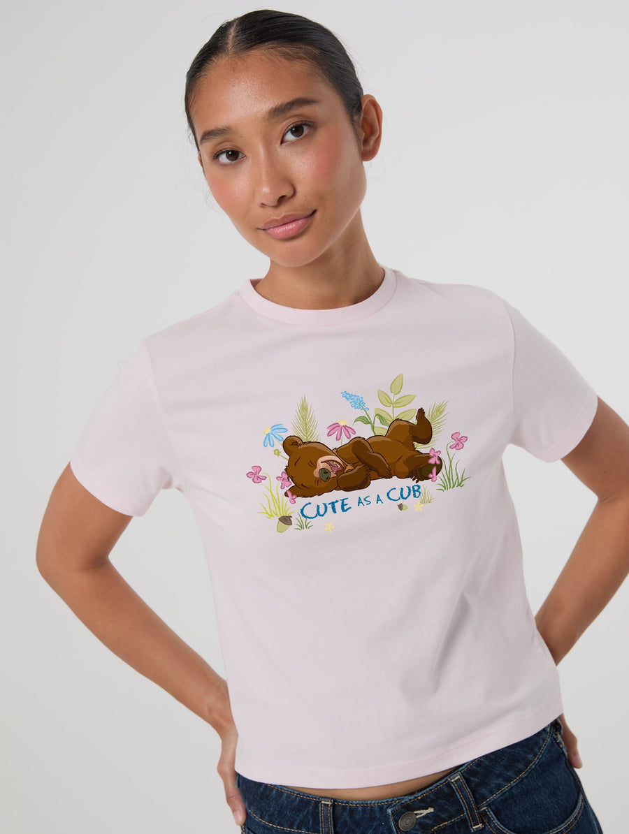 Disney Brother Bear Cute As A Cub Baby T-Shirt In Pink - Image 1