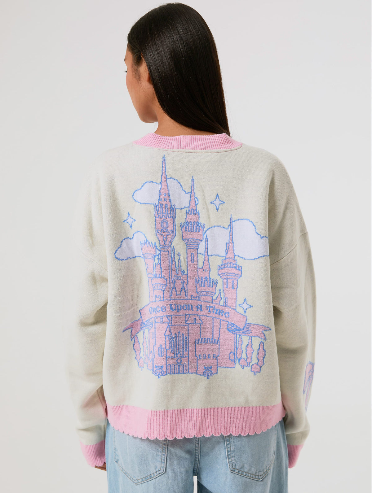 Disney Castle Cardigan in Pink and Ecru - Image 6