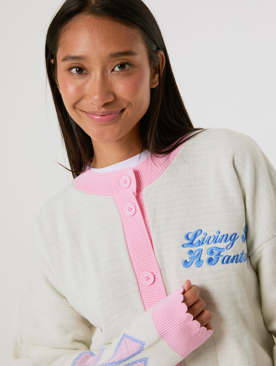 Disney Castle Cardigan in Pink and Ecru - Image 1