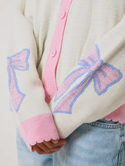 Disney Castle Cardigan in Pink and Ecru