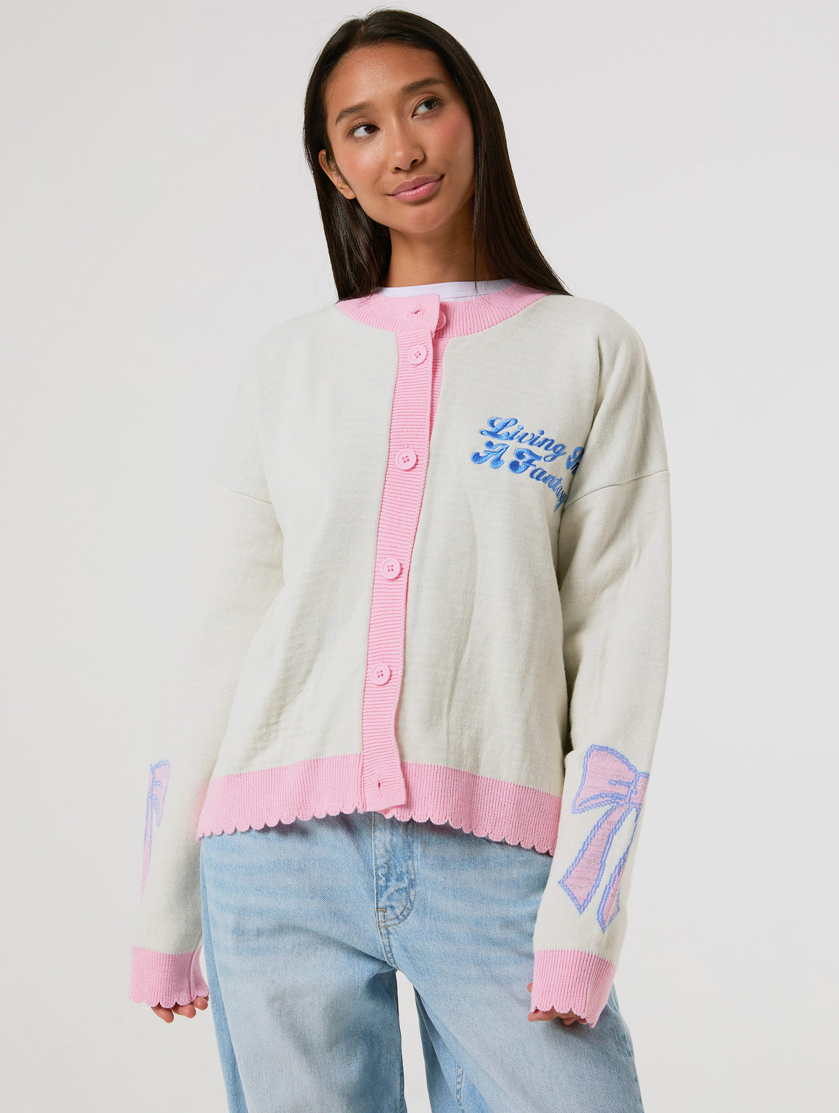 Disney Castle Cardigan in Pink and Ecru - Image 4