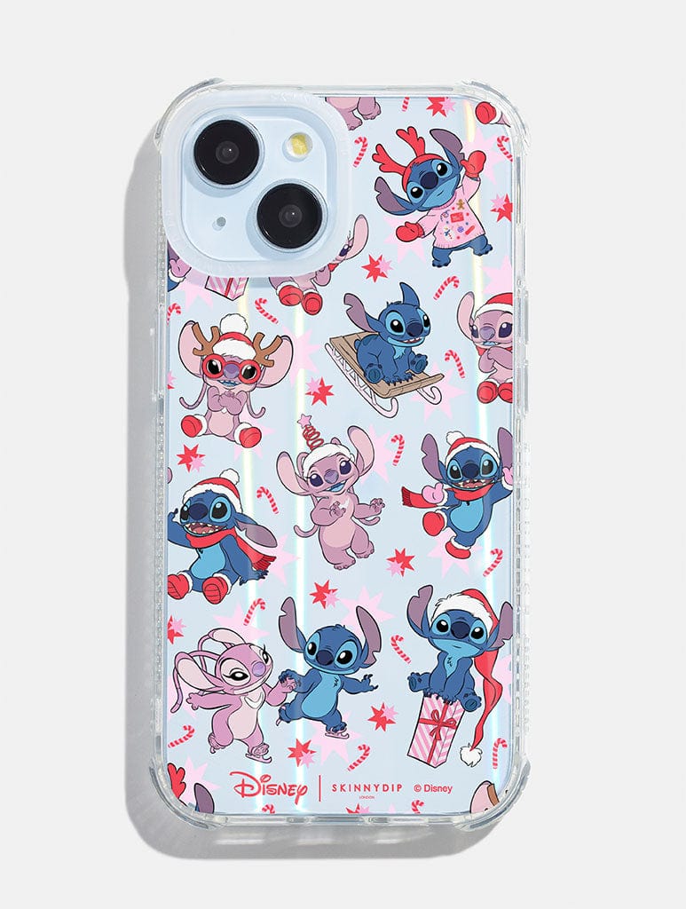Disney Christmas Stitch & Angel Shock iPhone Case - Image 1
