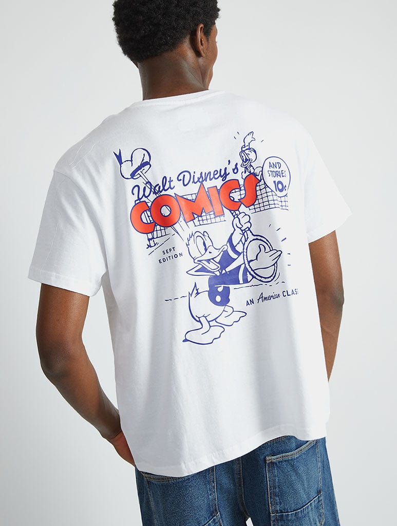 Disney Donald Duck Tennis T-Shirt In White - Image 1