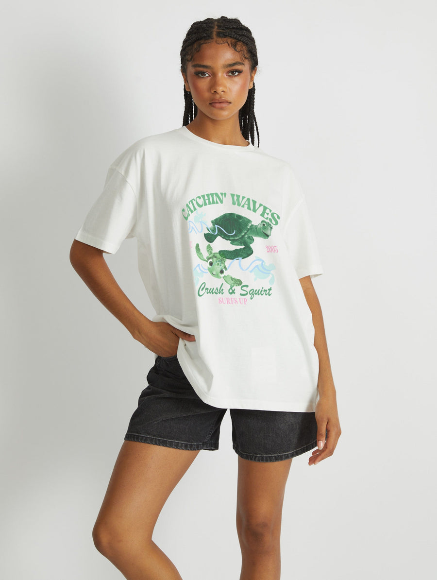 Disney Finding Nemo Catchin' Waves T-Shirt In White - Image 1