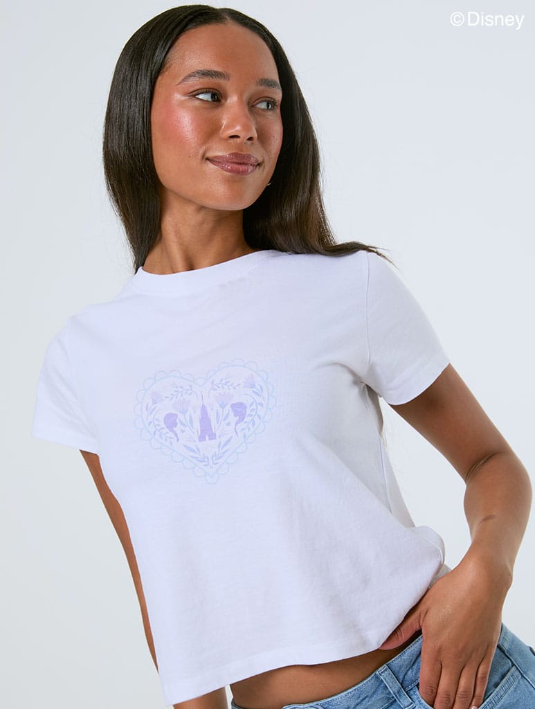 Disney Frozen Silhouette Baby T-Shirt In White