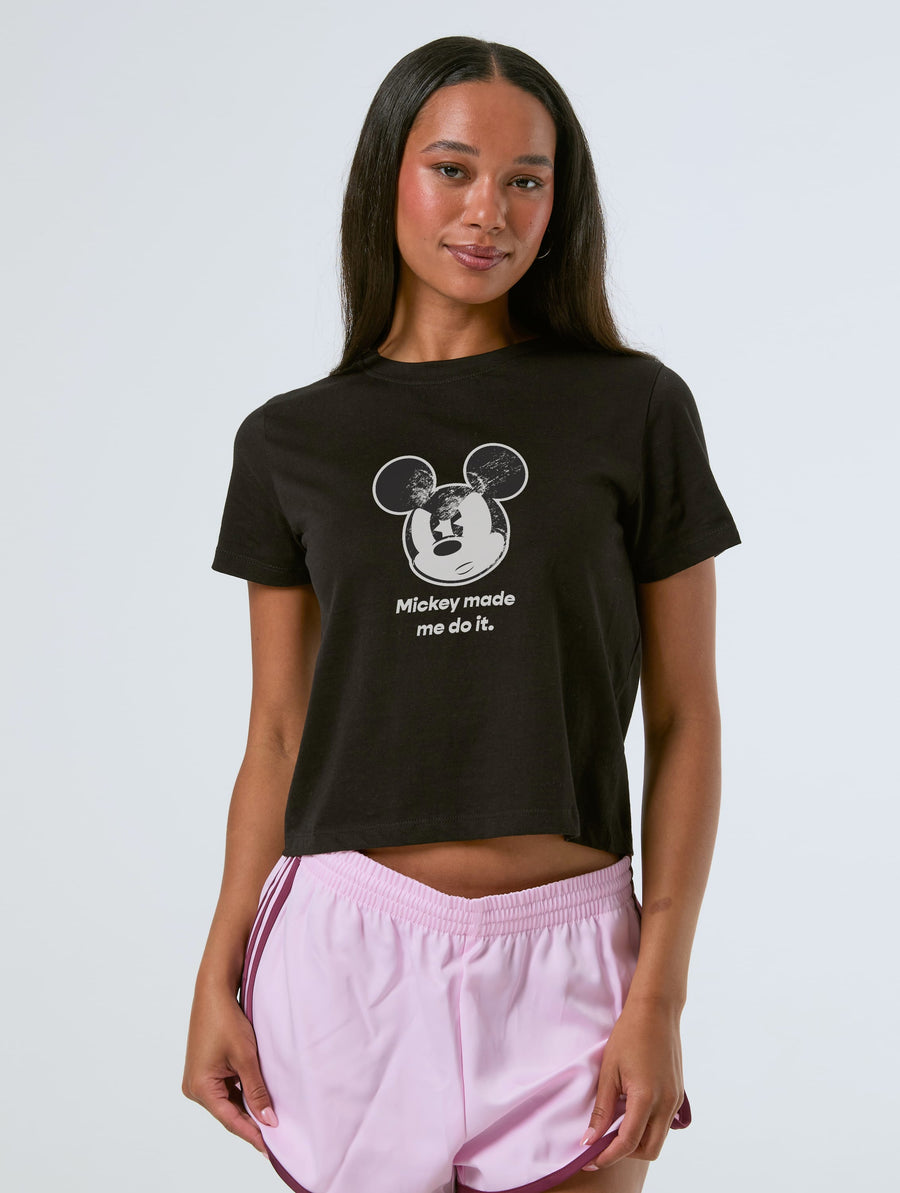 Disney Mickey Made Me Do It Baby T-Shirt In Black