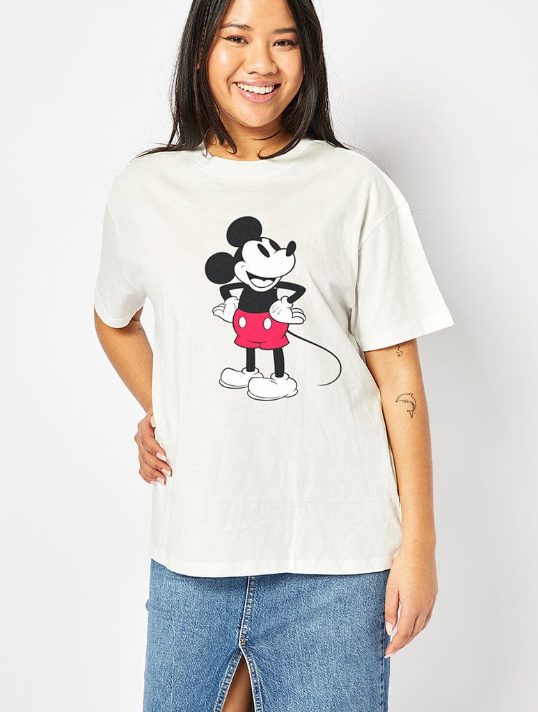 Disney Mickey Mouse T-Shirt In Ecru - Image 1
