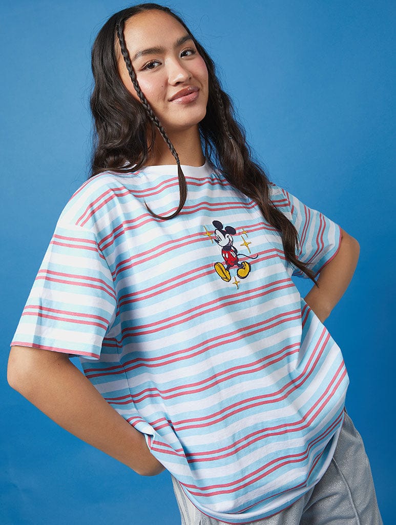 Disney Mickey Striped T-Shirt - Image 1