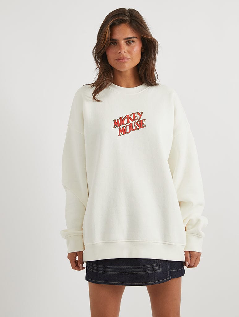 Disney Mickey Vintage Ski Poster Sweatshirt In White