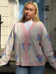 Disney Minnie Mouse Head Polka Dot Knitted Cardigan