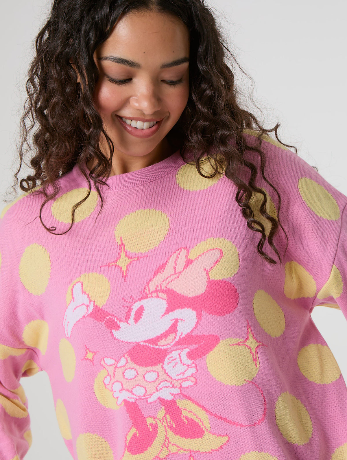 Disney Minnie Mouse Pink Polka Dot Knitted Jumper - Image 5