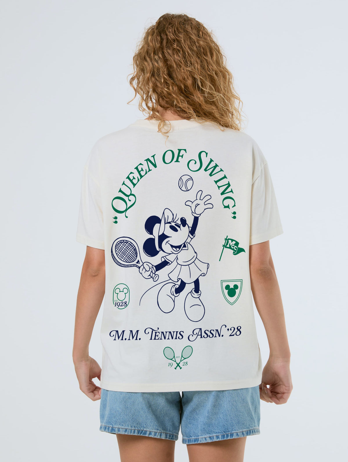 Disney Minnie Mouse Queen of Swing Tennis T-Shirt In White - Image 1