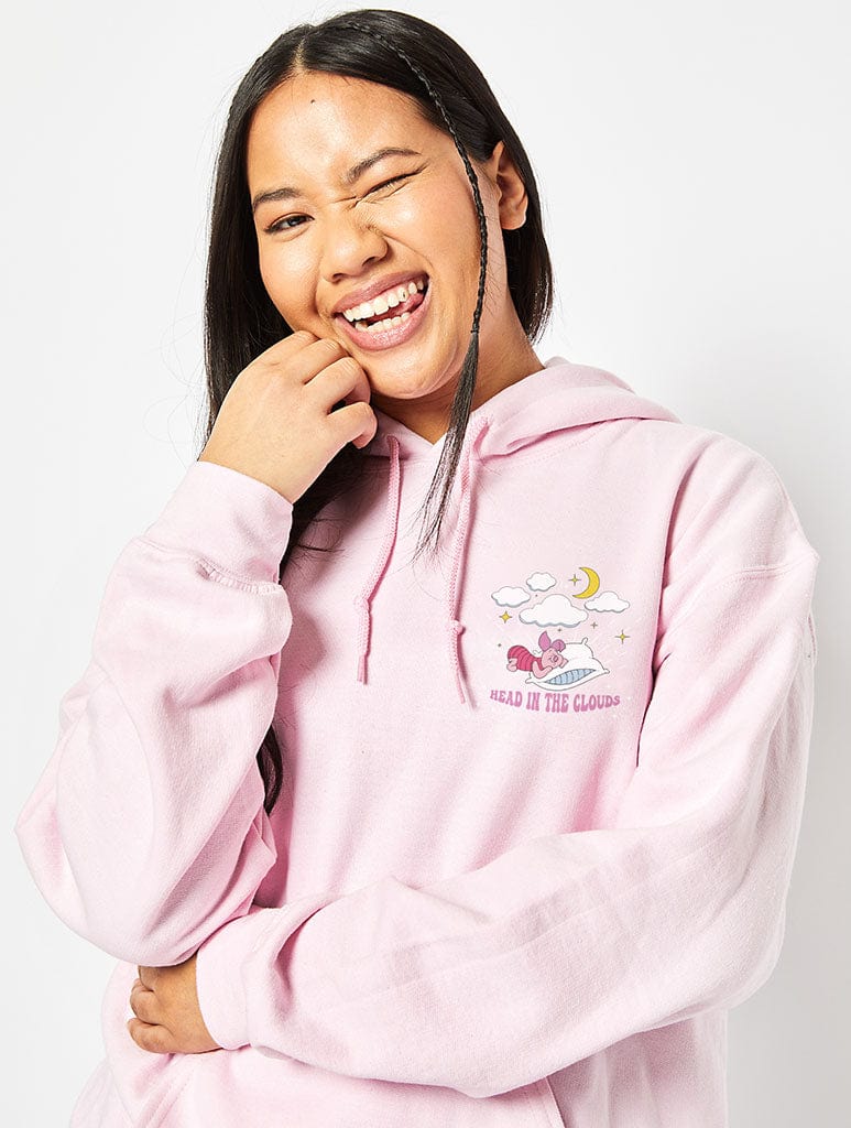 Disney Piglet Head In The Clouds Hoodie In Pink - Image 1