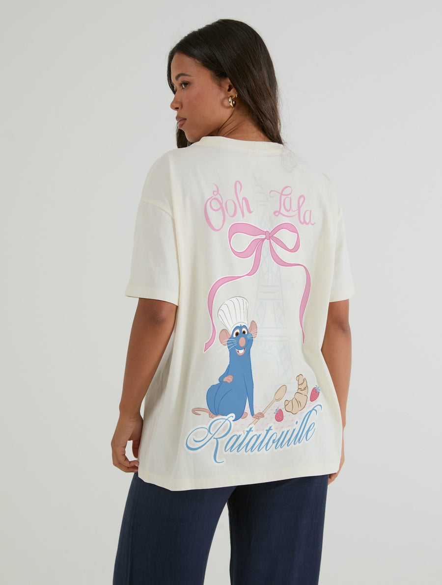 Disney Pixar Ratatouille Ooh La La Eiffel Tower T-Shirt In White - Image 1
