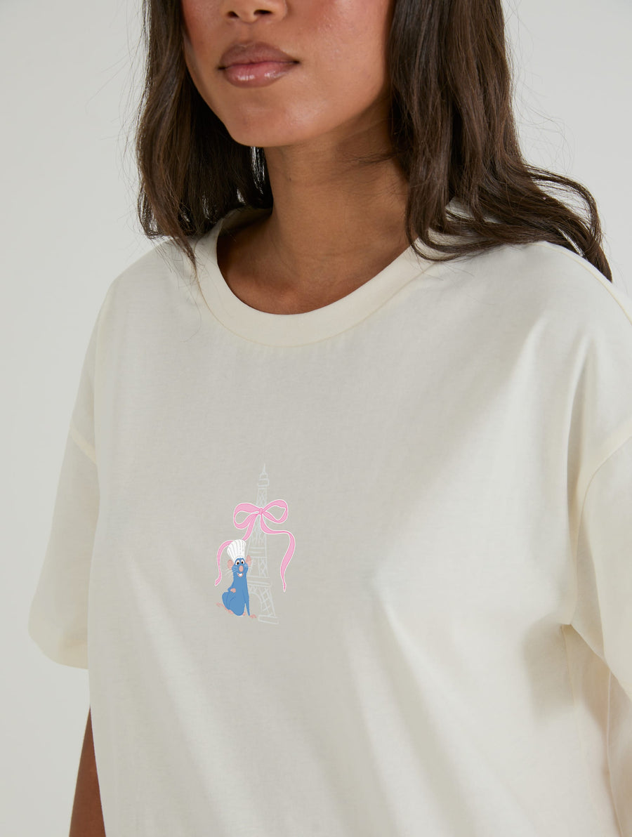 Disney Pixar Ratatouille Ooh La La Eiffel Tower T-Shirt In White