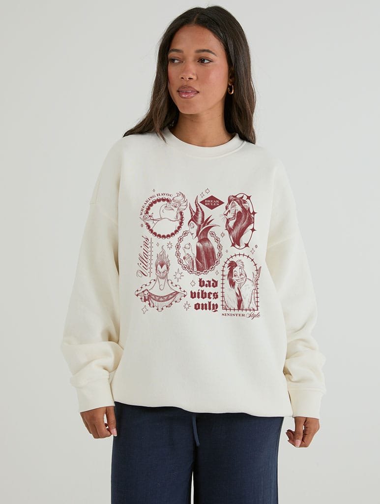 Disney Villains Poster Sweatshirt In White - Image 1