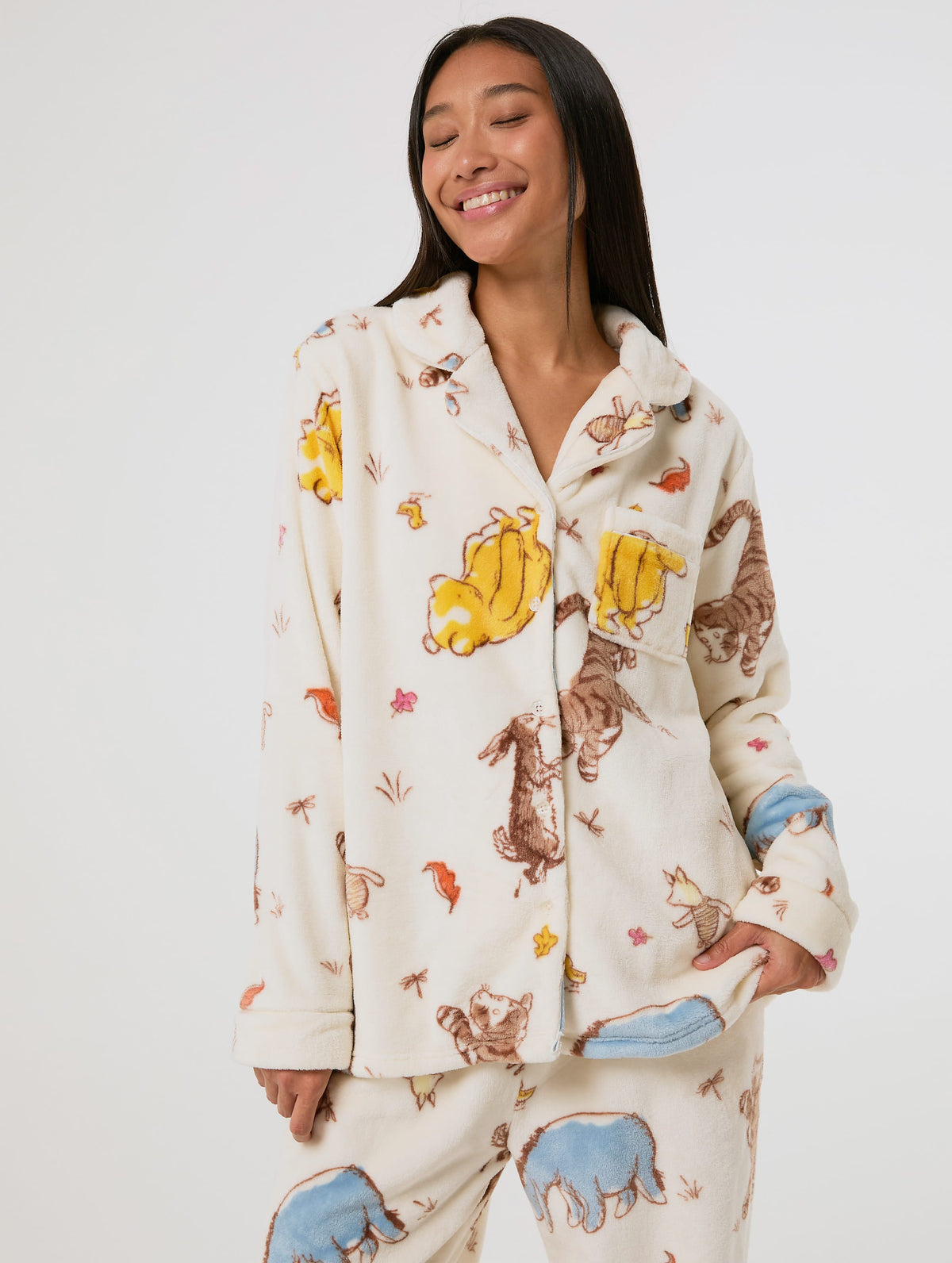 Disney Winnie The Pooh Ecru Fleece Pyjama Set - Image 3