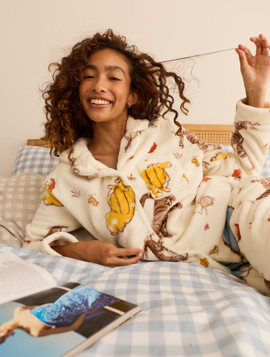 Disney Winnie The Pooh Ecru Fleece Pyjama Set