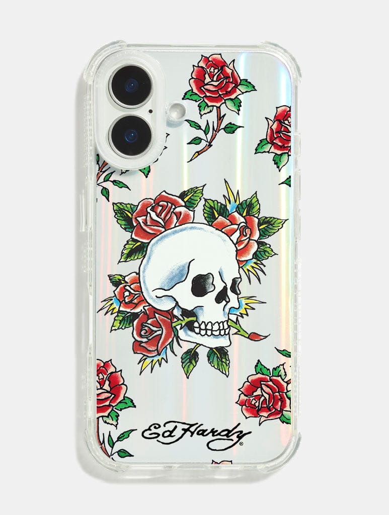 Ed Hardy x Skinnydip Floral Skull Shock iPhone Case - Image 1