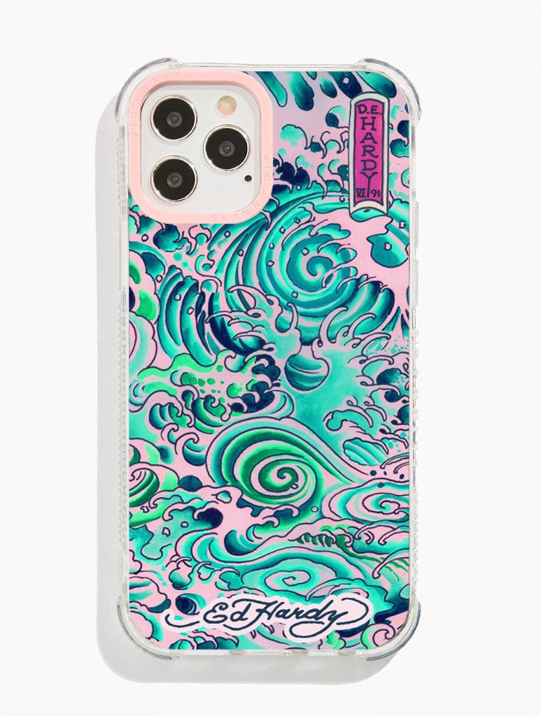Ed Hardy x Skinnydip Pink Waves Shock iPhone Case - Image 1