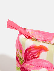 Exotic Lily Stripe Pillow Pouch Makeup Bag