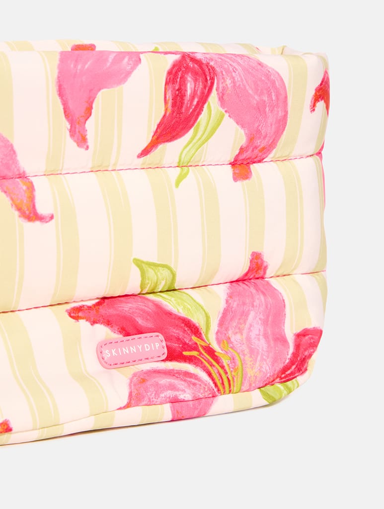 Exotic Lily Stripe Pillow Pouch Makeup Bag - Image 5