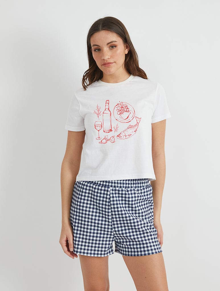 Fish & Wine Dinner Baby T-Shirt in White - Image 1