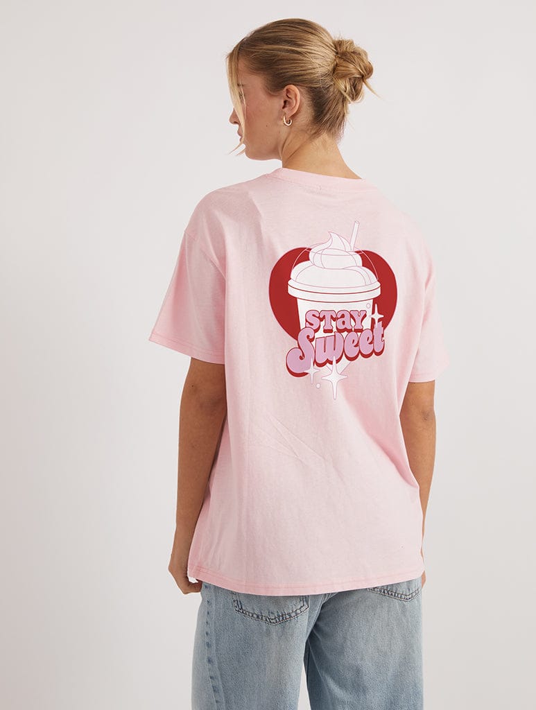 Five Guys x Skinnydip Stay Sweet T-Shirt In Pink - Image 1
