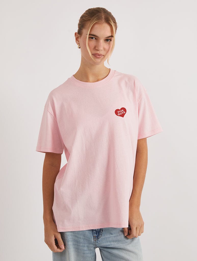 Five Guys x Skinnydip Stay Sweet T-Shirt In Pink