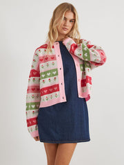 Floral Stripe Knitted Cardigan