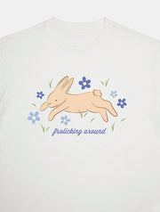 Frolicking Around Bunny Baby T-Shirt In White