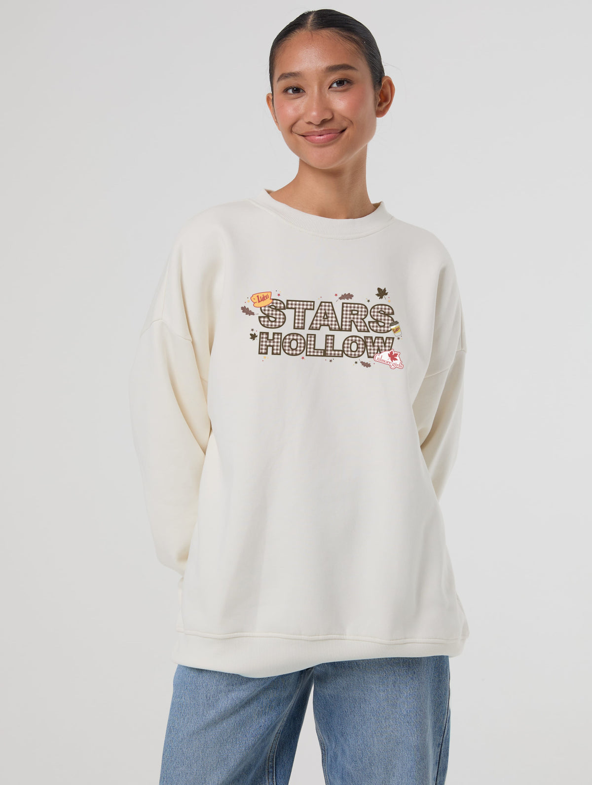 Gilmore Girls x Skinnydip I'd Rather Be in Stars Hollow Sweatshirt In White - Image 1
