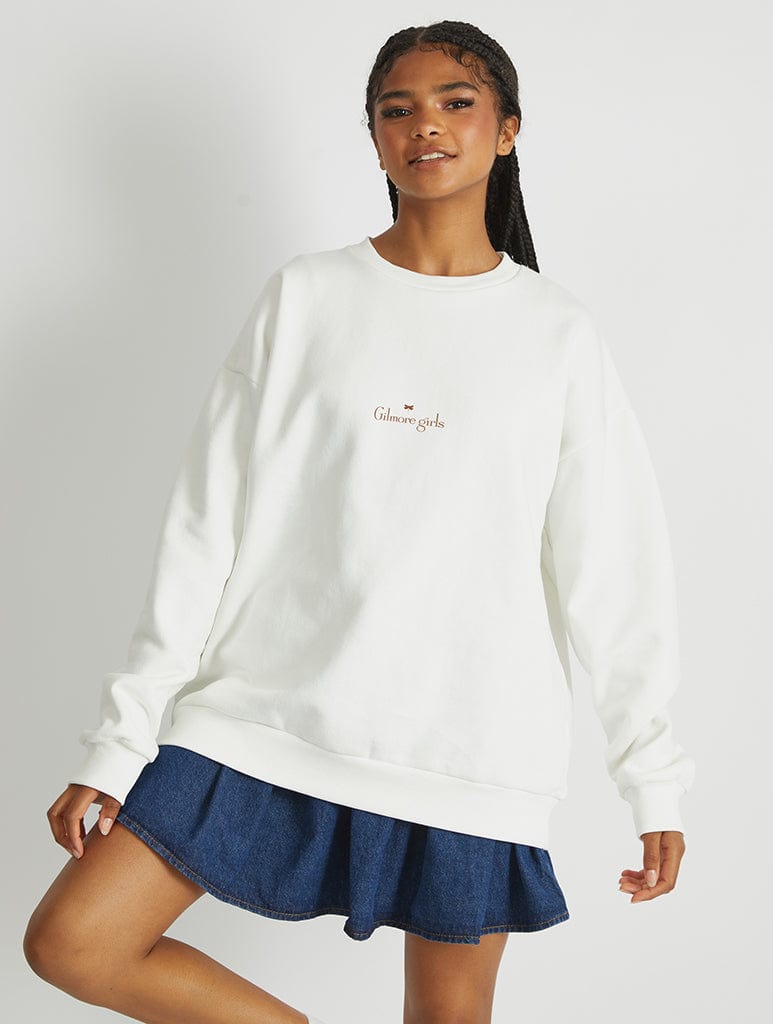 Gilmore Girls x Skinnydip Stars Hollow Sweatshirt In White