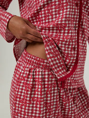 Gingham Bow Christmas Pyjama Set with Scrunchie
