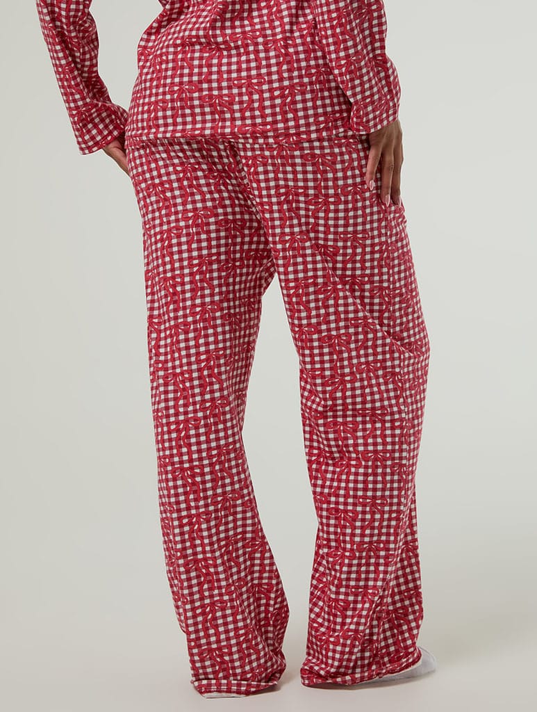 Gingham Bow Christmas Pyjama Set with Scrunchie - Image 6