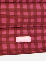 Gingham Pillow Pouch Makeup Bag in Burgundy