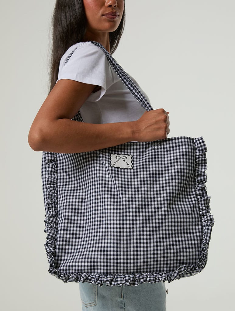 Gingham Ruffle Tote Bag - Image 5