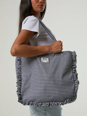 Gingham Ruffle Tote Bag