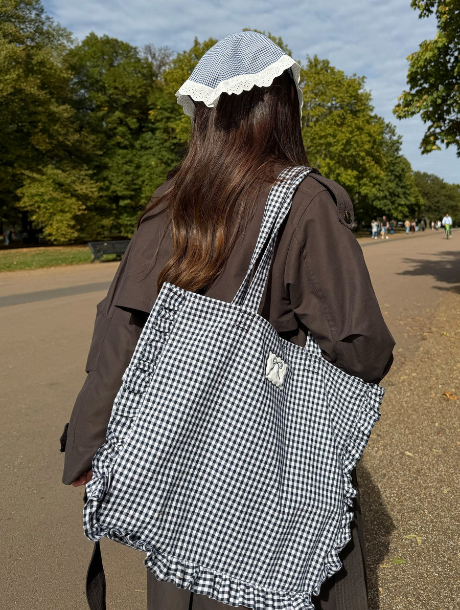 Gingham Ruffle Tote Bag
