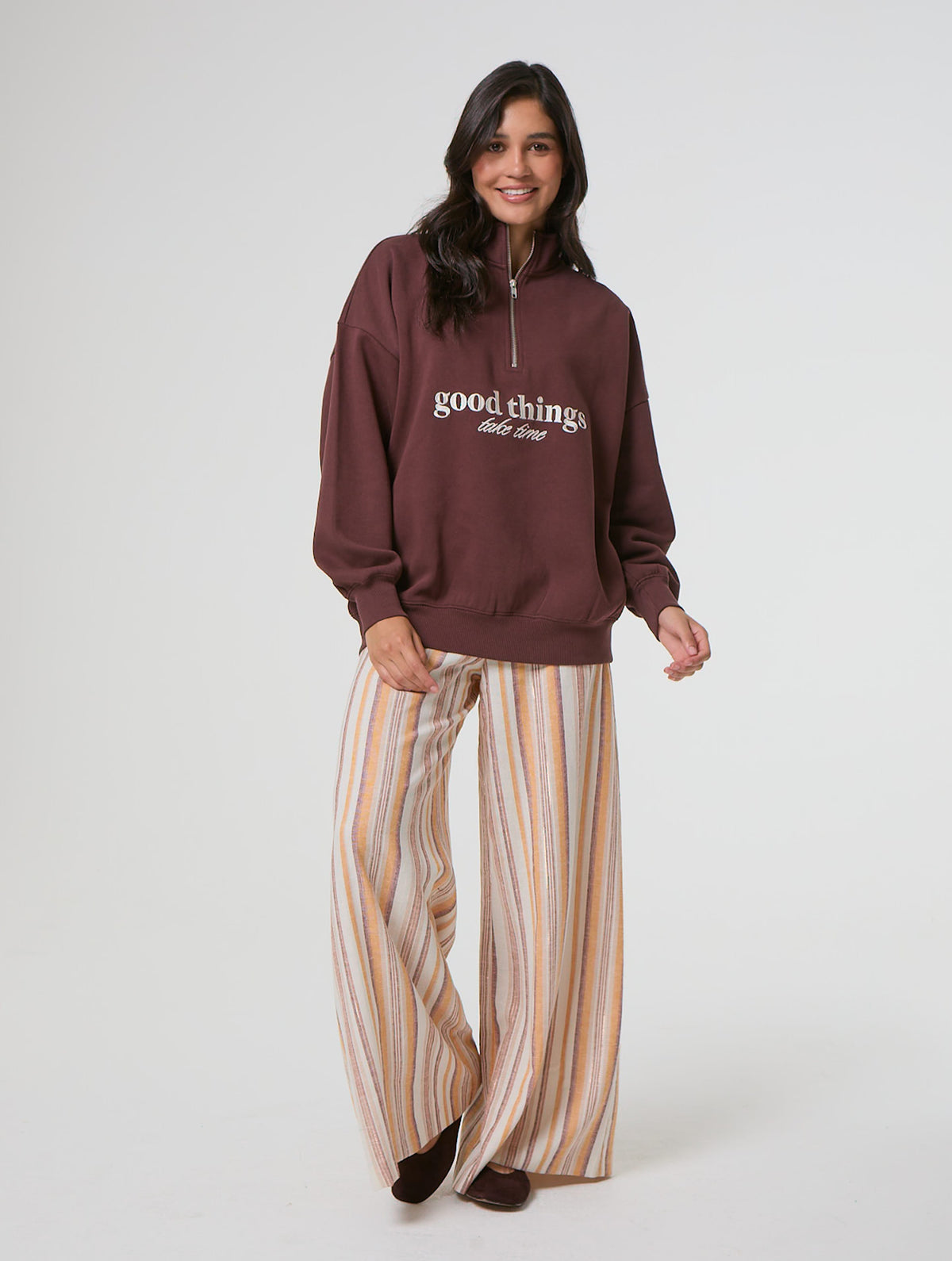 Good Things Take Time Quater Zip Sweatshirt - Image 4