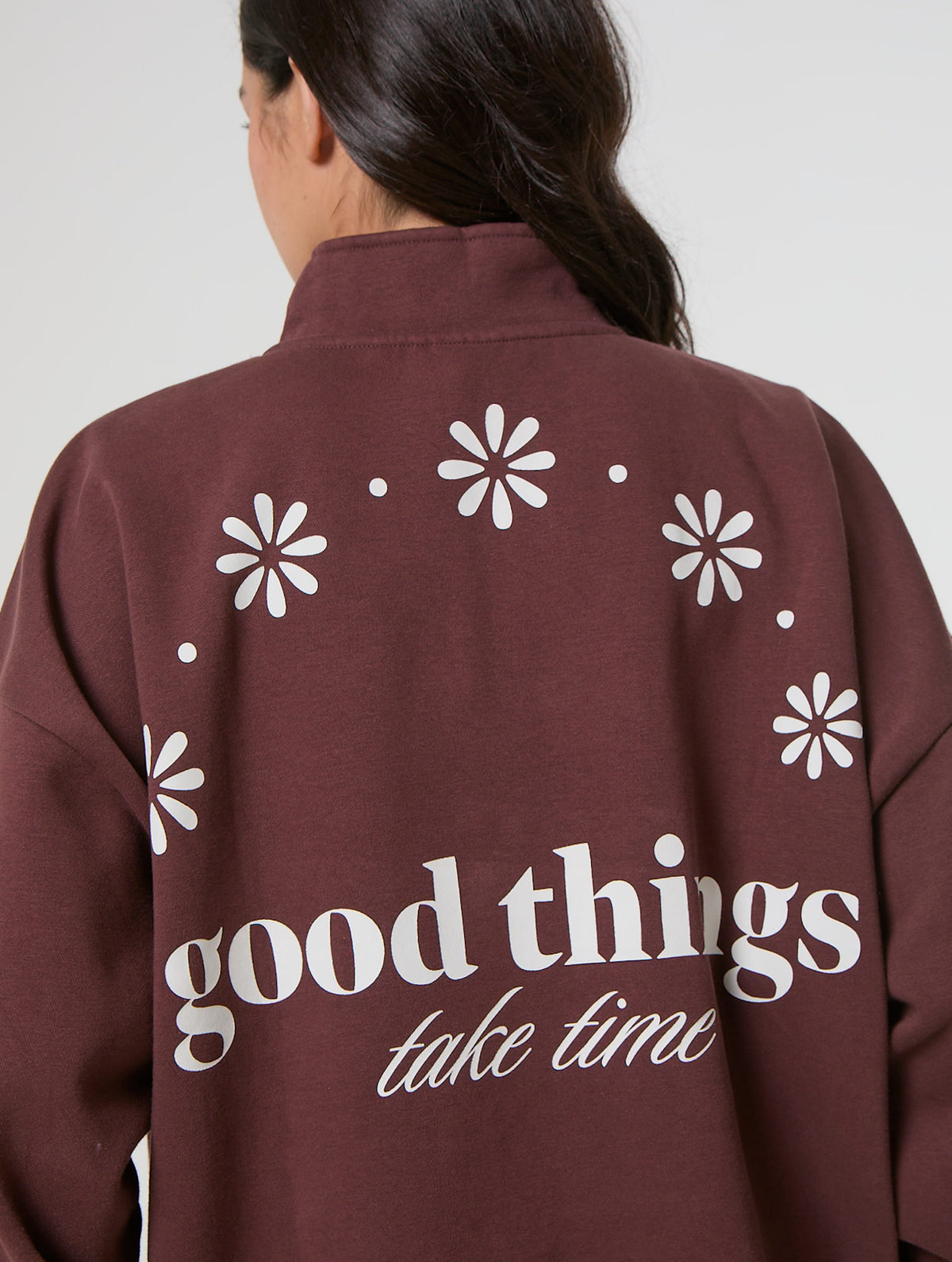 Good Things Take Time Quater Zip Sweatshirt - Image 5