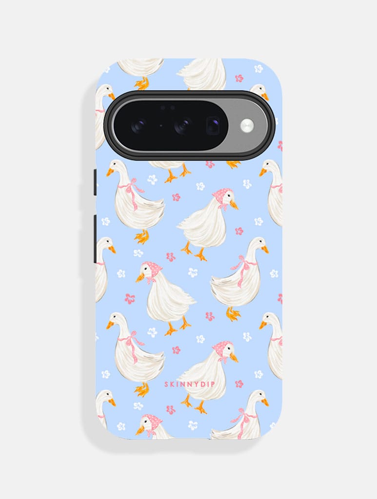 Goose Blue Floral Pattern Ultra Protective Google Pixel Case - Image 1