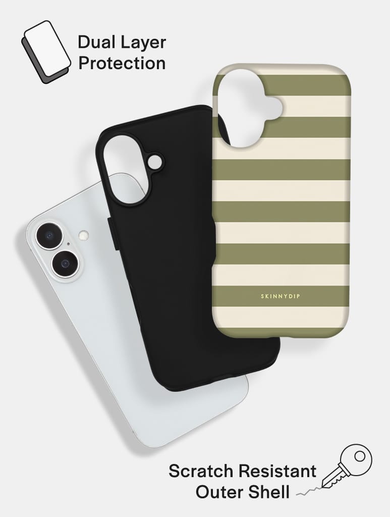 Green and Cream Stripes Ultra Protective iPhone Case