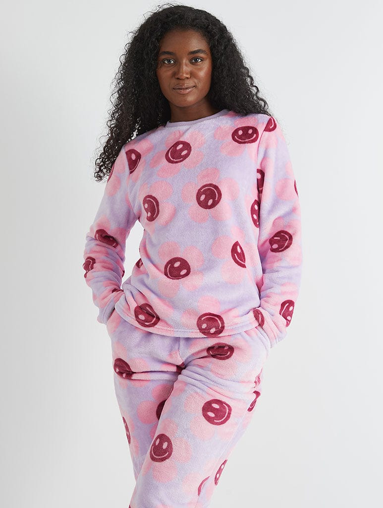 Happy Flower Lilac Twosie Fleece Pyjama Set - Image 1