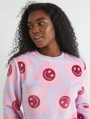 Happy Flower Lilac Twosie Fleece Pyjama Set