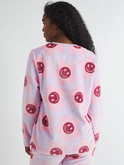 Happy Flower Lilac Twosie Fleece Pyjama Set