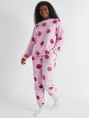 Happy Flower Lilac Twosie Fleece Pyjama Set