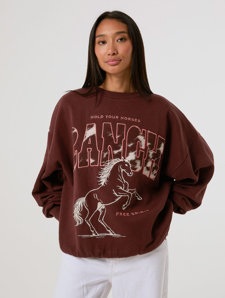 Hold Your Horses Brown Sweatshirt - Image 1