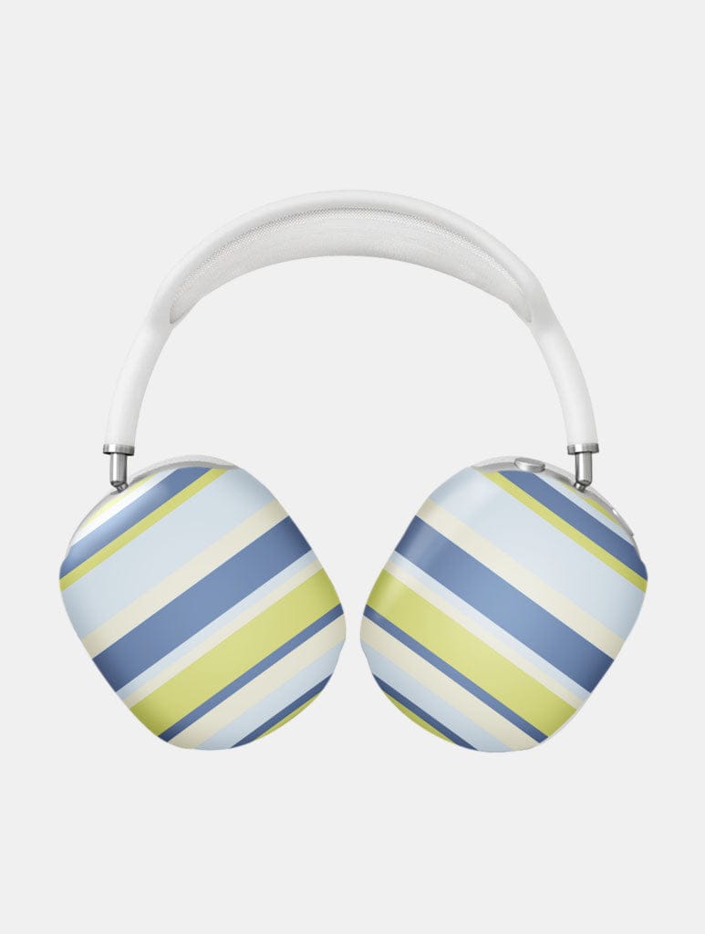 Horizontal Stripes Blue Green Beige Airpod Max Case in Gloss - Image 1