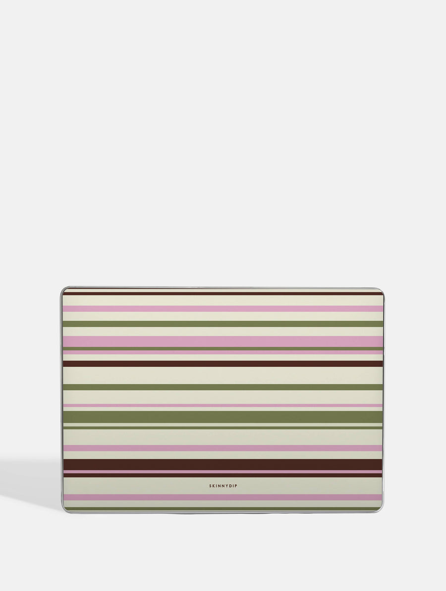 Horizontal Stripes Pink Green Brown MacBook Case - Image 1